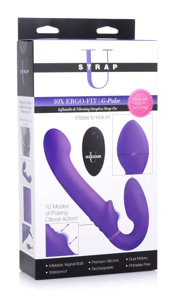 10x Ergo Fit GPulse Inflatable and Vibrating Strapless Strap on Purple XR Brands Strap U Female Sex Toys 10x Ergo Fit GPulse Inflatable and Vibrating Strapless Strap on Purple XR Brands Strap U Female Sex Toys