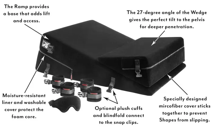 Liberator Black Label Ramp Intimate Sex Pillow With Wrist Cuffs and Blindfold Liberator Couples